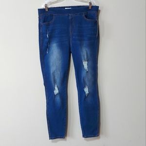 NWT Leggings Depot Rip High Waisted Jegging Pull-on Distressed Plus Size 3X